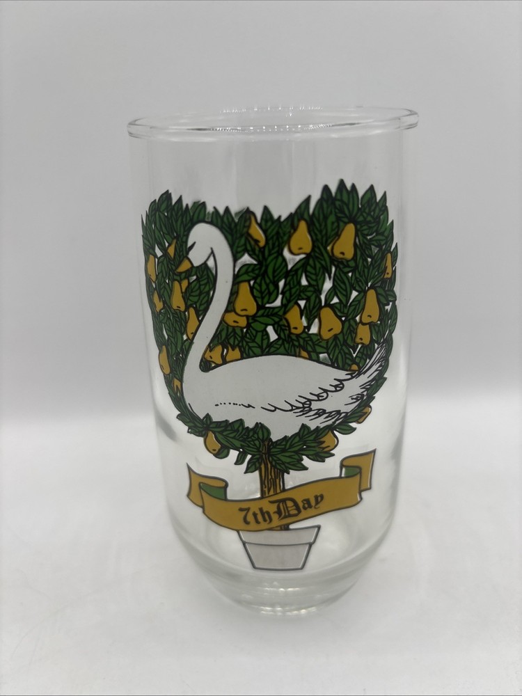 VTG Indiana Glass 12 DAYS OF CHRISTMAS GLASS 7 Swans A Swimming 12oz Very Clean