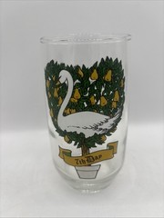 VTG Indiana Glass 12 DAYS OF CHRISTMAS GLASS 7 Swans A Swimming 12oz Very Clean