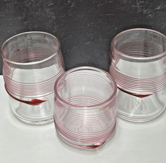3 Vtg Thames Street Glass House Art Glass Cocktail Tumblers 1986 Applied Rings