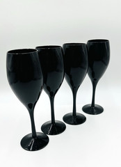 Vintage Set Of 4 Mikasa Crystal Black Elegance Amethyst Wine Glasses 9″