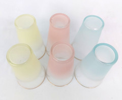 Vintage Blendo Pastel Highball Cocktail Glasses w/ Caddy, Pink Yellow Blue