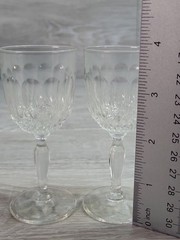VMC Reims Sherry Glasses Stemmed Crystal Lot Of 2 From France Teardrop