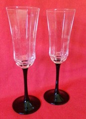 Set of 2 ~ Arcoroc Luminarc France Champagne Flute Clear w/ Black Stem Octime