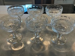 Waterford Champagne / Tall Stem Cut Sherbet Colleen Crystal Set of 6 Excellent