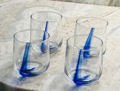 Greenbrier’s Blue Ribbon Highball Clear Drinking Glasses(Set of 4)12oz