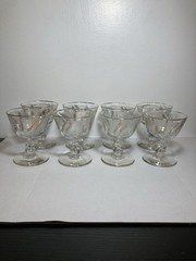 Set of 8 Vintage Libbey Frosted Gold Wheat Footed Glasses Goblets 5-3/8″ Tall