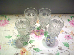 Set of 4 Vintage Anchor Hocking Clear Glass Wexford Wine or Juice Goblets 5 3/8″