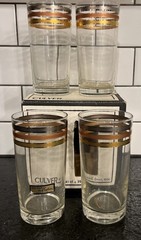 Vintage Culver High Ball Glasses 12oz Triple Crown Set 4 22k Gold Stripe New