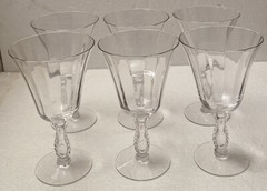 Six (6) Vintage Fostoria Silver Flutes Low Water Goblets