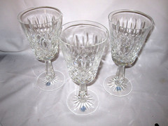 GALWAY CRYSTAL Clifden Cut Base Water Glass Goblets original Labels 7 3/4″ H