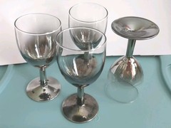 Vintage Silver Fade Glasses Barware Ombre Cocktail Wine Cordial France Set Of 4