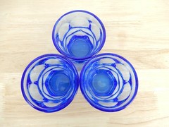 Fostoria Argus Blue Flat Juice Glass Henry Ford Museum Set of 3