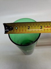 Vintage Anchor Hocking Forest Green Glass Tumbler Gay Nineties Gas Buggy 6.5”