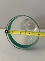 Vintage Anchor Hocking XL White Frosted Pinstripe Glass With Green Band 30 oz