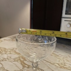 Antique Fostoria Nosegay Wheel Cut Etched Champagne Crystal Glasses 2 Low Stem