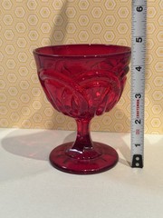 Vintage Double Ring Ruby Red Water / Wine GLASS Goblet Candy Dish LG Wright