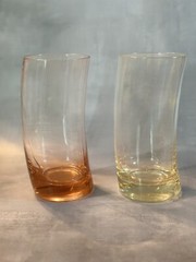 Vintage Leonardo Pink/Amber Swing Glass Tumbler/Highball Glass Set Of 2
