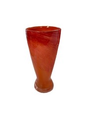 4 Art Glass Tall Beer Pub Style Glasses Ocean orange & red Swirl 7.5″