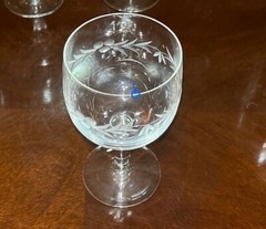 VTG 24 Crystal Glass Set Etched Berry Leaf Wine Goblet Champagne Sherry Portugal