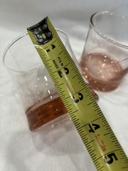 Two Vintage Pink Old Fashioned Coctail Glasses