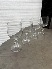 Bohemian Crystal Cordial,ice Wine,etc.(Claudia) Faceted Ball Stem Set/4