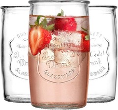 Clear Vintage Italian Tumblers Set of 4 – Elegant 20 Oz Glassware Gift Set