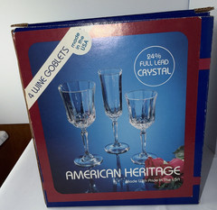 Lot 4: Vintage St George American Heritage 24% Lead Crystal Water Goblets K1