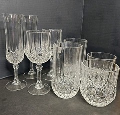 Cristal D’Arques Longchamp Crystal Glassware (Set Of 8) , circa 1993