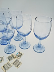 RARE 9 – 1960 Libbey Misty Blue Swirl Sapphire Design Wine Glass Goblets | 7 1/8