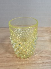 Fenton #3945 Topaz Opalescent Hobnail Uranium Juice Tumblers Set of 3