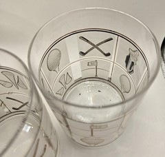 Vintage Culver Fairway 22k gold Accent cocktail/rocks Glasses, Set of 4 Frosted