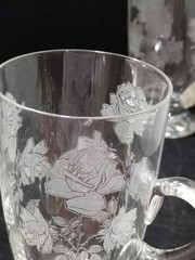 3 Fry Rose Handled Lemonade Iced Tea 3 Stemmed Roses A Few Chips