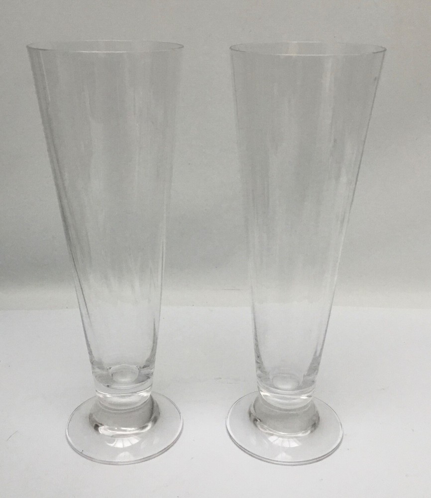 2 Waterford Marquis Optic Reserve Pilsner Beer Glasses 9 1/4”
