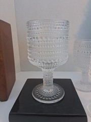Godinger Lumina Wine Glasses;Clear Hobnail Bubble Glass;Scandinavian Look; 4 Pcs