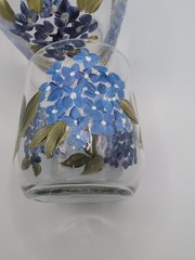 Vintage Hand painted Glass Tumble Up Hydrangea Design 2 Piece