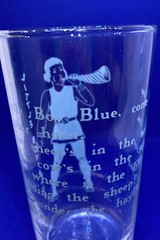 Little Boy Blue Nursery Rhyme Child’s Drinking Glass Clear w/ Blue Pyro