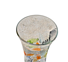 Global Amici Fresh Hand Blown Fused Mosaic Art Glass Highball Tumbler Multicolor