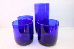 Libbey Premiere Cobalt Blue Set of 4 Glass Tumblers Two Sizes 16 oz & 8 oz «L»
