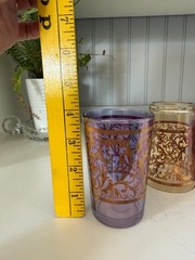 Vintage Timon Italy Gold Gilt Tumblers Set of 5 Jewel Tone Cocktail Glasses