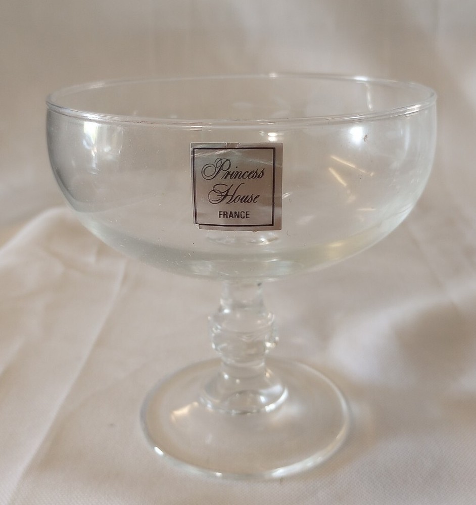 Set of 4 Princess House #507 Footed Dessert/Sherbert/Champagne Glasses w/Sticker