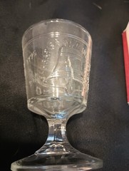Vintage Liberty Bell Glass Goblets Set of 2 Bicentennial Historical Glassware