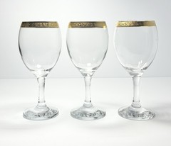 Home Essentials “Imperial” Set of 3 Gold Rim Water Glasses 7 1/8” 12oz