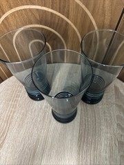 3 Libbey Nexus Blue Cooler Glasses Set Flair Rippled Base Drinking Tumblers Lot