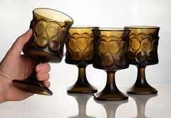 4 Goblets Noritake Spotlight Walnut Brown Water VTG 9 Ounce Bar Glass