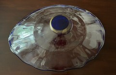 Union Street Art Glass, Large Bowl W Blue Rim, Signed Rare 20-3/4” Wide