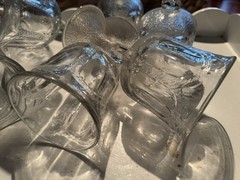 7 Vintage CLEAR FOSTORIA WOODLAND wine glasses 1975-81 ~frosted textured 5 7/8”