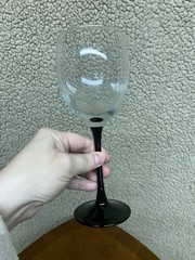 Vintage Luminarc Wine Glasses Goblets France Black Stem Clear bowl