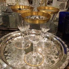 Antique/VTG Tiffin Franciscan «Minton» Optic Gold Rimmed Stemware – 3 sizes