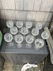 Vintage Camelia Wine Hock Wine Glasses Set Of 12 Etched