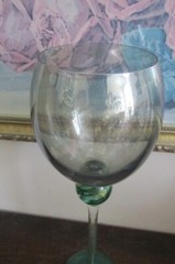 Bri’oni Brioni Fine Hand Made Wine Glass Goblet Green 10 3/4″ Signed